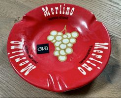 Vintage Ornamin Aschenbecher Merlino Trauben-Saft Werbung