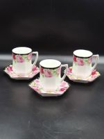 3 Kaffeepaare Matthes & Ebel Mäbendorf, sechseckig, 1930er