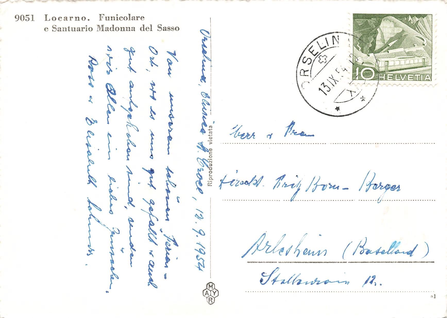 Cartoline postali: Locarno funicolare Standseilbahn G – Usato da Biasca venduto da Blenio71 1