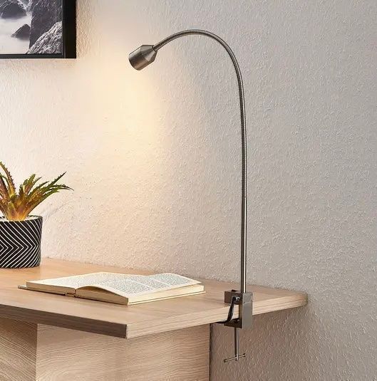 Lampade: Lindby Hanilo LED-Klemmleuchte, nickel satiniert – Nuovo e nell'imballaggio originale da Basel venduto da Seifehuesli