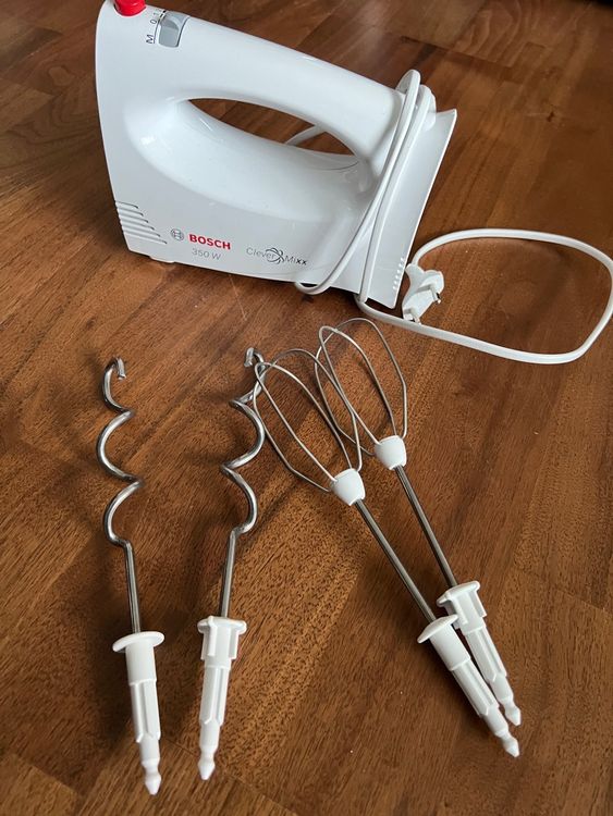 Bosch MSMP1000GB Handmixer, 350 W, Weiß/rot – Mit Anti-Splash-Funktion & Abnehmbarem Mixfuß