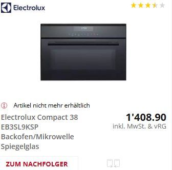Electrolux Forni: Electrolux EB3SL9KSP – Usato da Hägendorf venduto da Masterjon 1