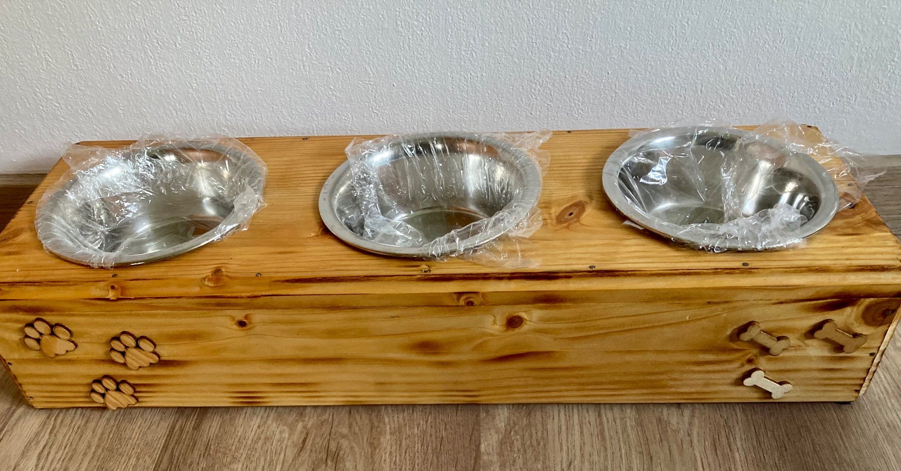 Futter: Hunde/Katzen Futterbar Holz 3 x 400 ml – Neu (gemäss Beschreibung) aus Wildhaus von cayo 3