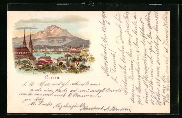 Cartoline postali: Litho Luzern, Ortsansicht mit Dampfer un – Usato da Berlin venduto da bartko-reher