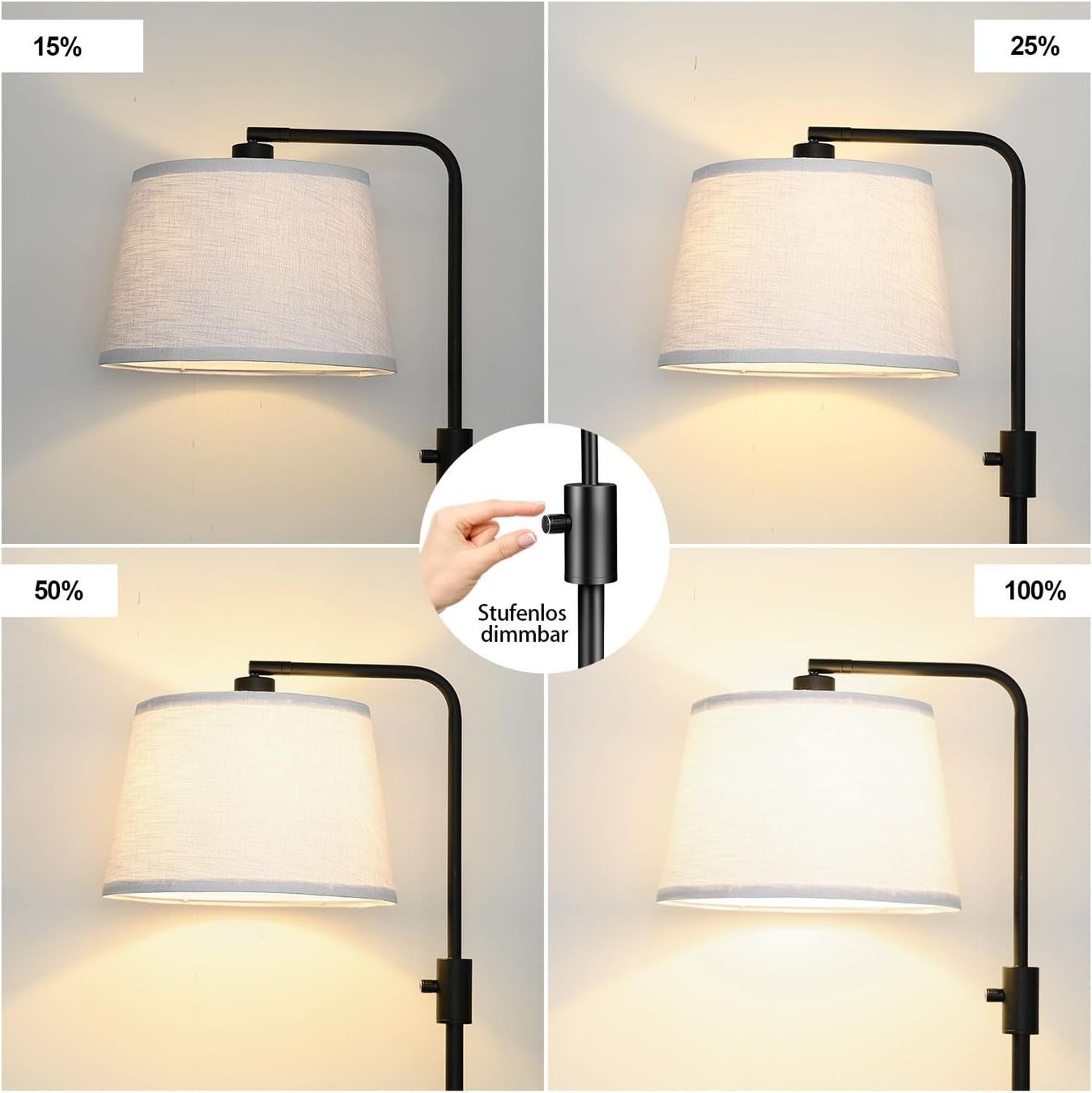 Lampen: Stehlampe dimmbar Wohnzimmer LED Bogenlampe 165 cm E27 Stoff – Neu und originalverpackt aus Genève von Anna-38 2