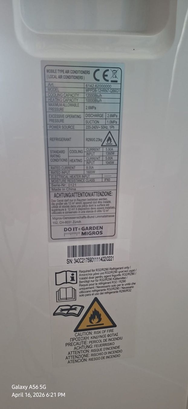 Migros Klimageräte: Motala 12000 Klimagerät – Gebraucht aus Wallisellen von BestBuy_21 6