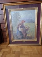 Tableau ancien A. Peccaro - Scène champêtre, encadré! sous v