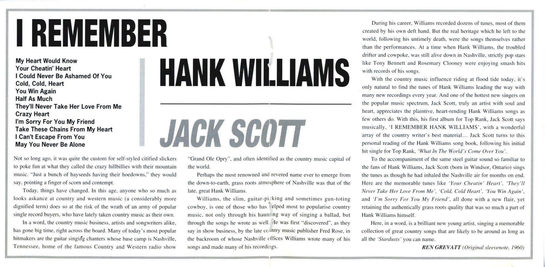 CDs: CD - JACK SCOTT I Remember Hank Williams & What In The World – Neu (gemäss Beschreibung) aus Morges von evnocha3 5