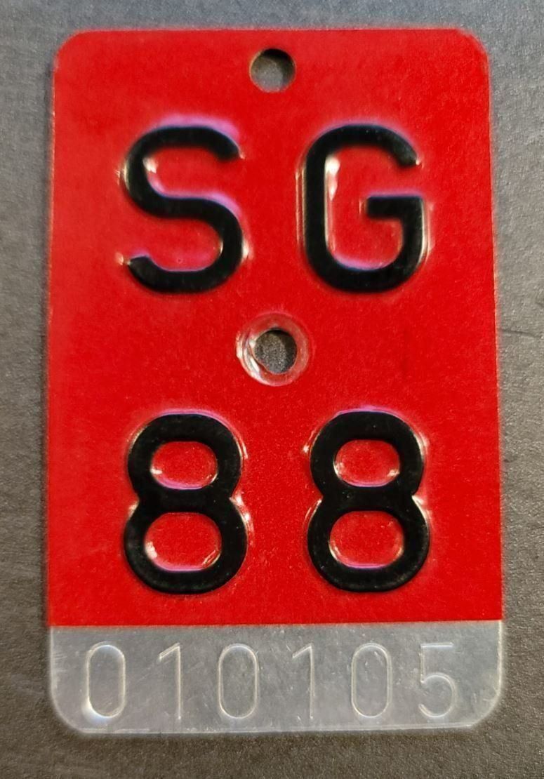 Schilder: Velonummer SG 88 – Gebraucht aus Eschenbach LU von Pasaruwa