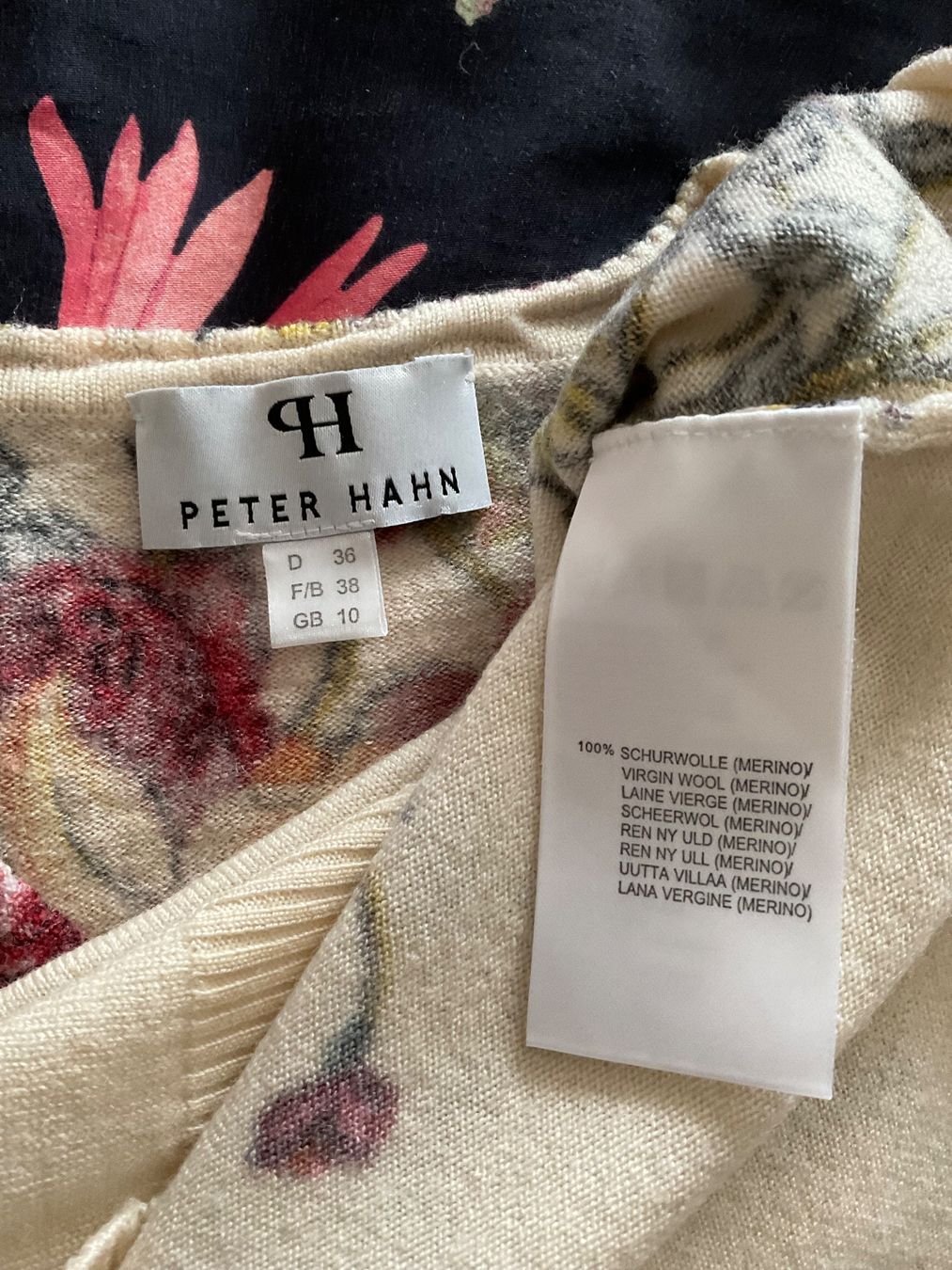 Peter Hahn Pullover & Sweatshirts: Peter Hahn Merino Wolle Pullover Gr 38/36 ecrue/Bunt – Gebraucht aus Urdorf von alda02 6