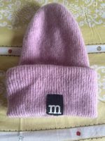 Bonnet Marimekko en maille rose, taille unique, occasion