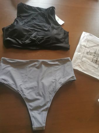 bikini. neu. gestreifter tanga hoher bund, xl 42-44l