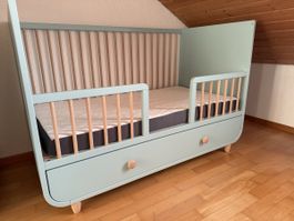 Babybett MYLLRA, hellblau, 70x140cm, mit Matratze!