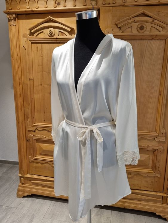Damen Bademantel Satin Leicht - Schicker Kimono Mit V-Ausschnitt Für Spa & Sommer