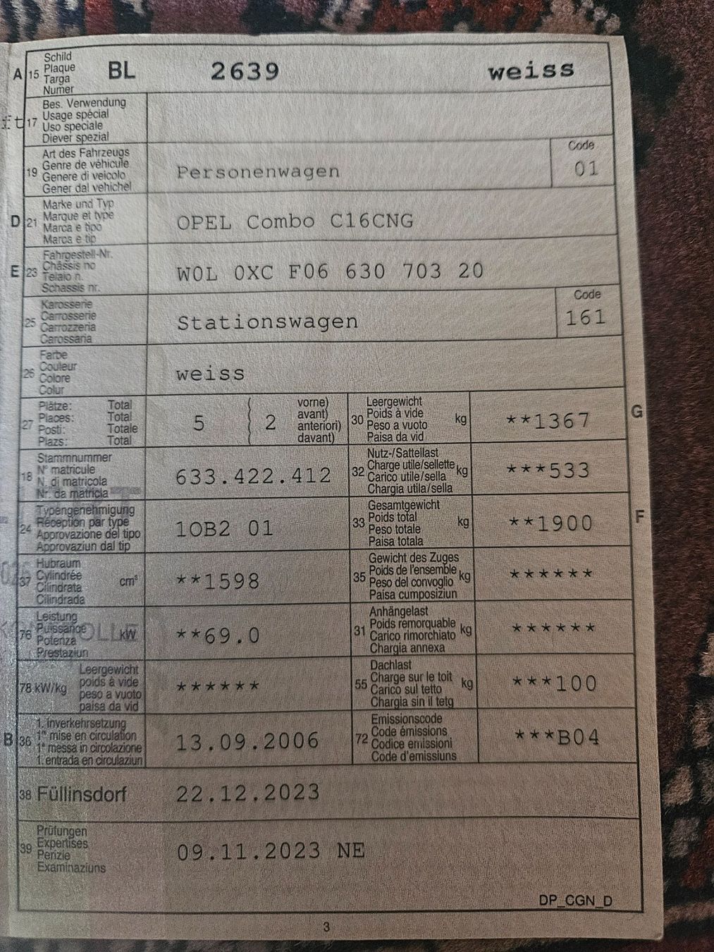Opel Automobili: Opel Combo mit Gas oder Benzin, 145200 km, Bj.2006, läuft un – Usato da Diepflingen venduto da Coiffeur1962 6