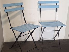 Klappstühle 2er Set hellblau Holz/Metall gebraucht☀️⛱️