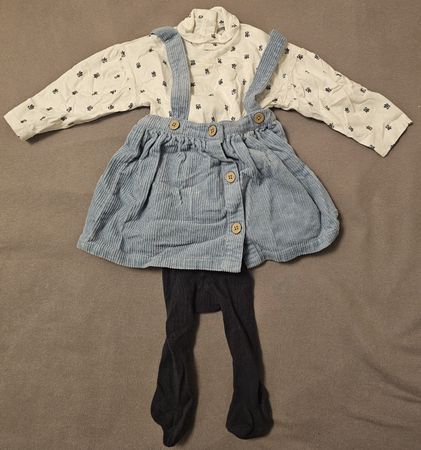 Baby Mädchen Set: Cordrock, Langarmshirt, Strumpfhose, Gr.71