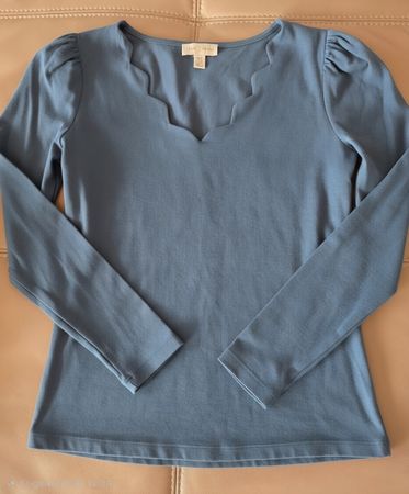 Damen Longsleeve blau Grösse 36 mit Kräuselärmel