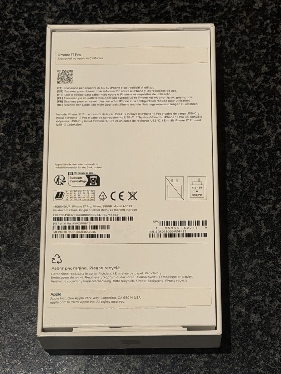 Apple Altro in Decorazioni & Accessori: Boîte iPhone 17 Pro 256gb Silver A3523 – Nuovo e nell'imballaggio originale da Lausanne venduto da Planet_Faisceaux 2