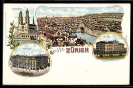 Litho Zürich, Panorama mit Grossmünste
