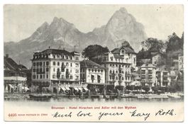 Brunnen (SZ) Hotel Hirschen und Adler - Mythen - 1905