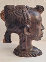 Holzskulptur Frauenkopf handgeschnitzt 15 cm guter Zustand