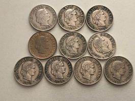 Lot mit 10 Stk. 5 Rp. ( 1920 - 1931 )