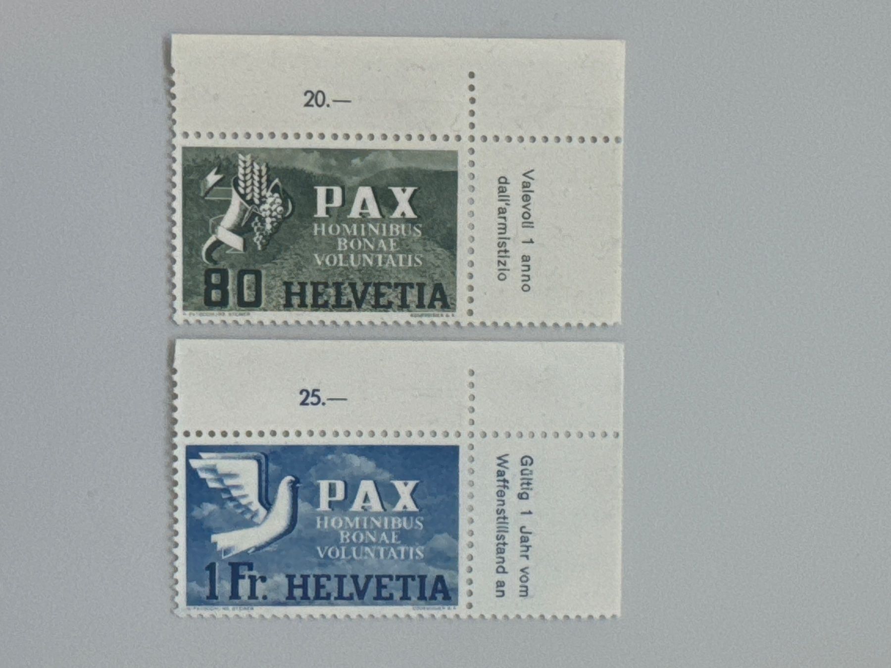 Tutti i francobolli: 1945, PAX, ZNr. 269+270, postfrisch – Usato da Küssnacht am Rigi venduto da POSTOMASTER