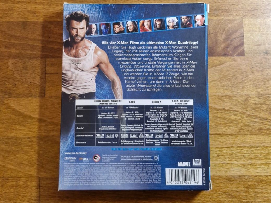 Tutti i DVDs: X-Men Quadrilogy RAR Bluray – Usato da Pfungen venduto da Whitie 1