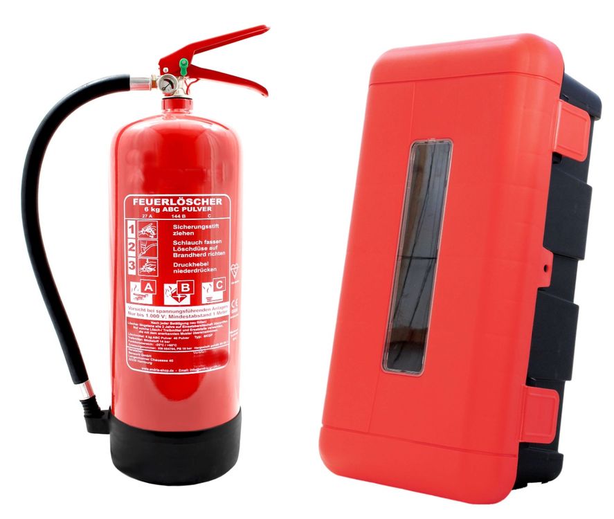 MBS FIRE 12kg ABC Pulverlöscher - EN 3 A/B/C Mit Prüfplakette Für Haus & Betrieb