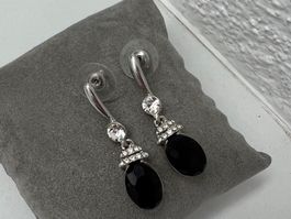 Ohrringe/-hänger silbern/schwarz - Modeschmuck