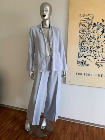 HOVMAN: Edler eisblauer Leinen Anzug (Blazer+Hose), 36