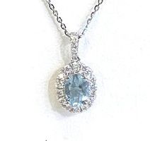 Aquamarin-Collier, 750 Weissgold mit 18 Diamanten, 2.590 CHF