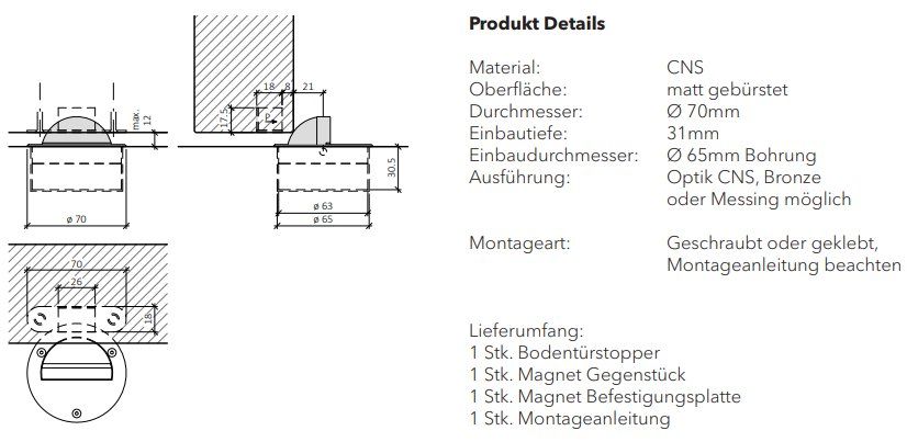 Porte: Bodentürstopper FIXFAX 7032 – Nuovo e nell'imballaggio originale da Grüningen venduto da WERMEI01 7