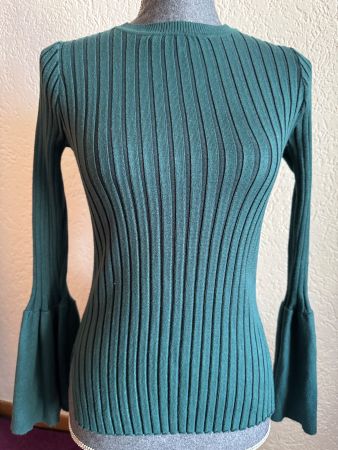 Dunkel Grüner Herbst Pullover mit Trompetenärmel S C&A