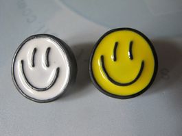 Cooles Smiley Brosche Set, 2 Stück, Neu, Gelb & Weiss