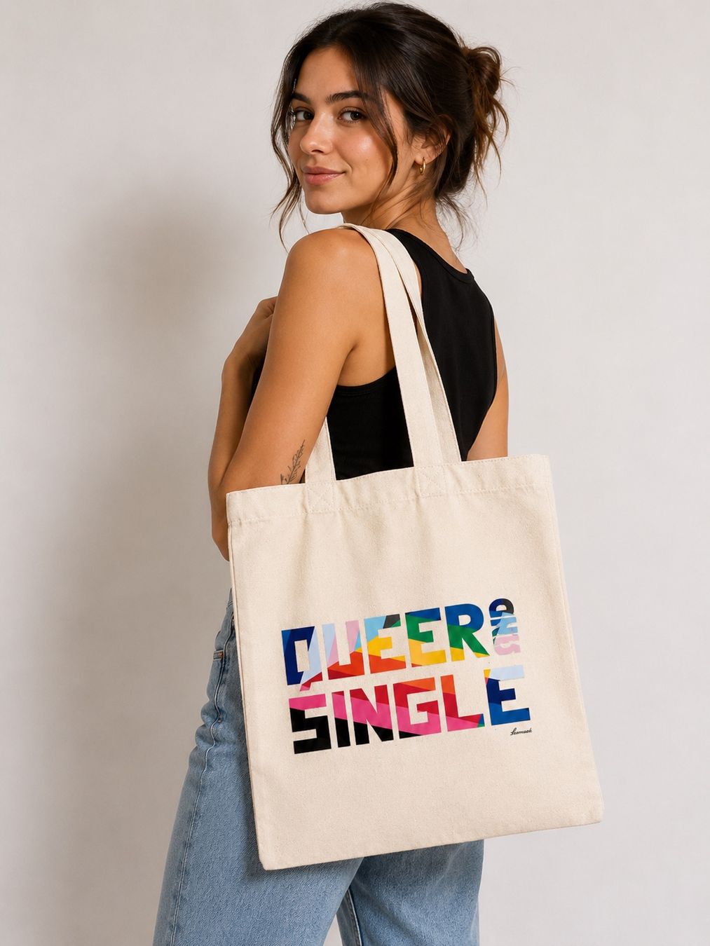 Borse: Tote Bag Queer and Single – Nuovo e nell'imballaggio originale da Lausanne venduto da laminas 1