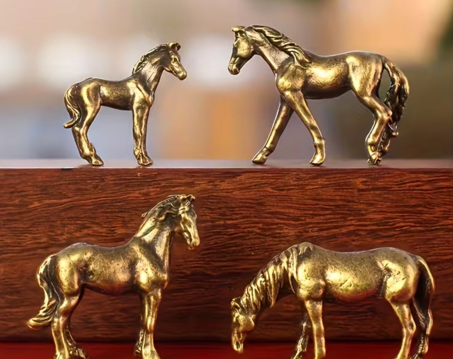Statuette: 4er Set Miniatur-Pferde aus Metall – Nuovo e nell'imballaggio originale da Langenthal venduto da Seelenfreunde 1