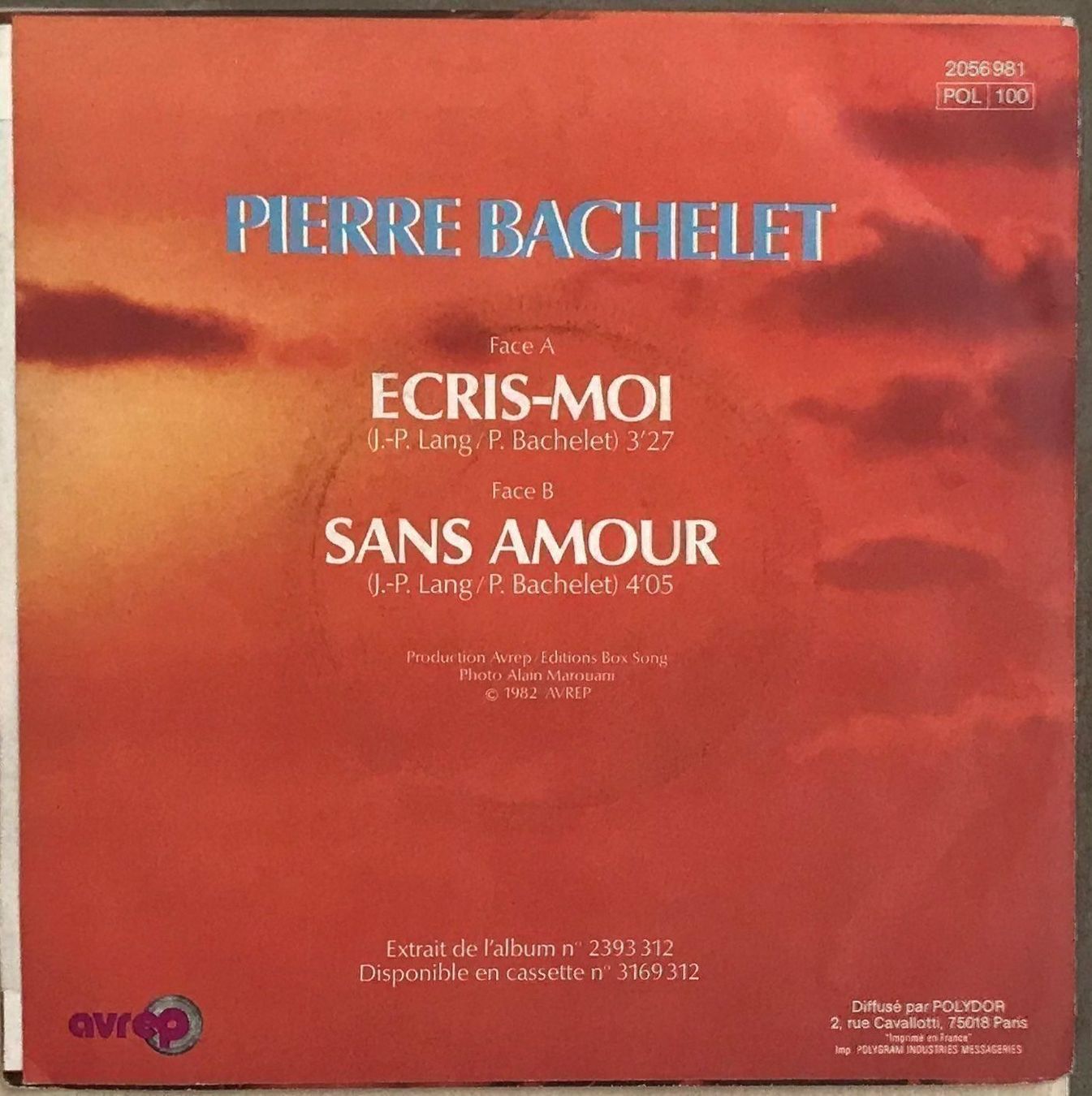 Dischi in vinile: PIERRE BACHELET - ÉCRIS-MOI – Usato da Bussigny venduto da vinyl-pas-cher 1