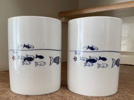 2 Porzellan Becher mit maritimer Deko neuwertig