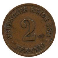 Deutschland Kaiserreich 2 Pfennig 1874 B