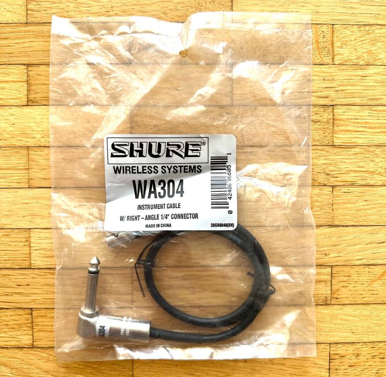 Câble Shure WA304 Noir - Câble D'instrument Pour Systèmes Sans Fil