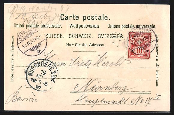 Cartoline postali: Litho Thun, Stadt. Schloss, Schloss Thun – Usato da Berlin venduto da bartko-reher 1