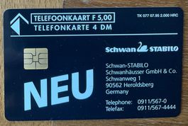 Telefonkarte Niederlande-Deutschland. Schwan Stabilo ungebr.