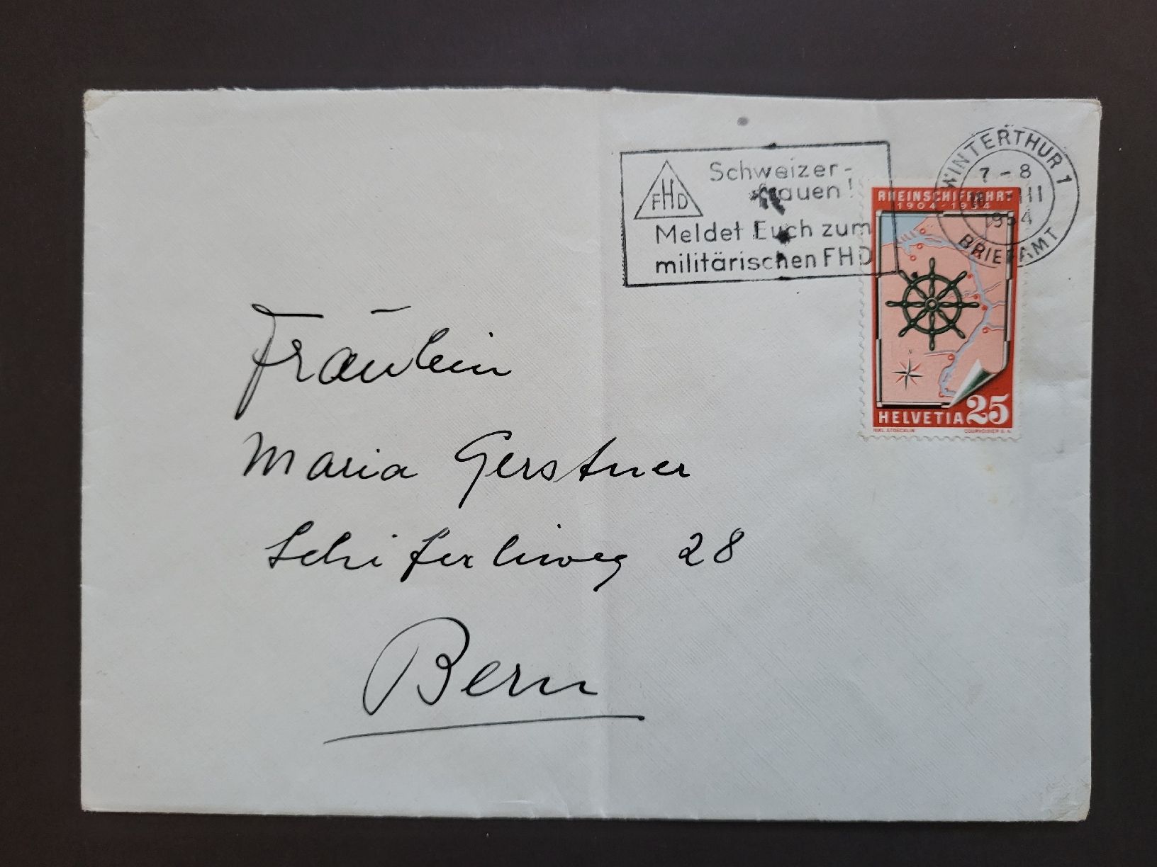 Tutti i francobolli: 1954, Brief von Winterthur nach Bern – Usato da stäfa venduto da brandy66