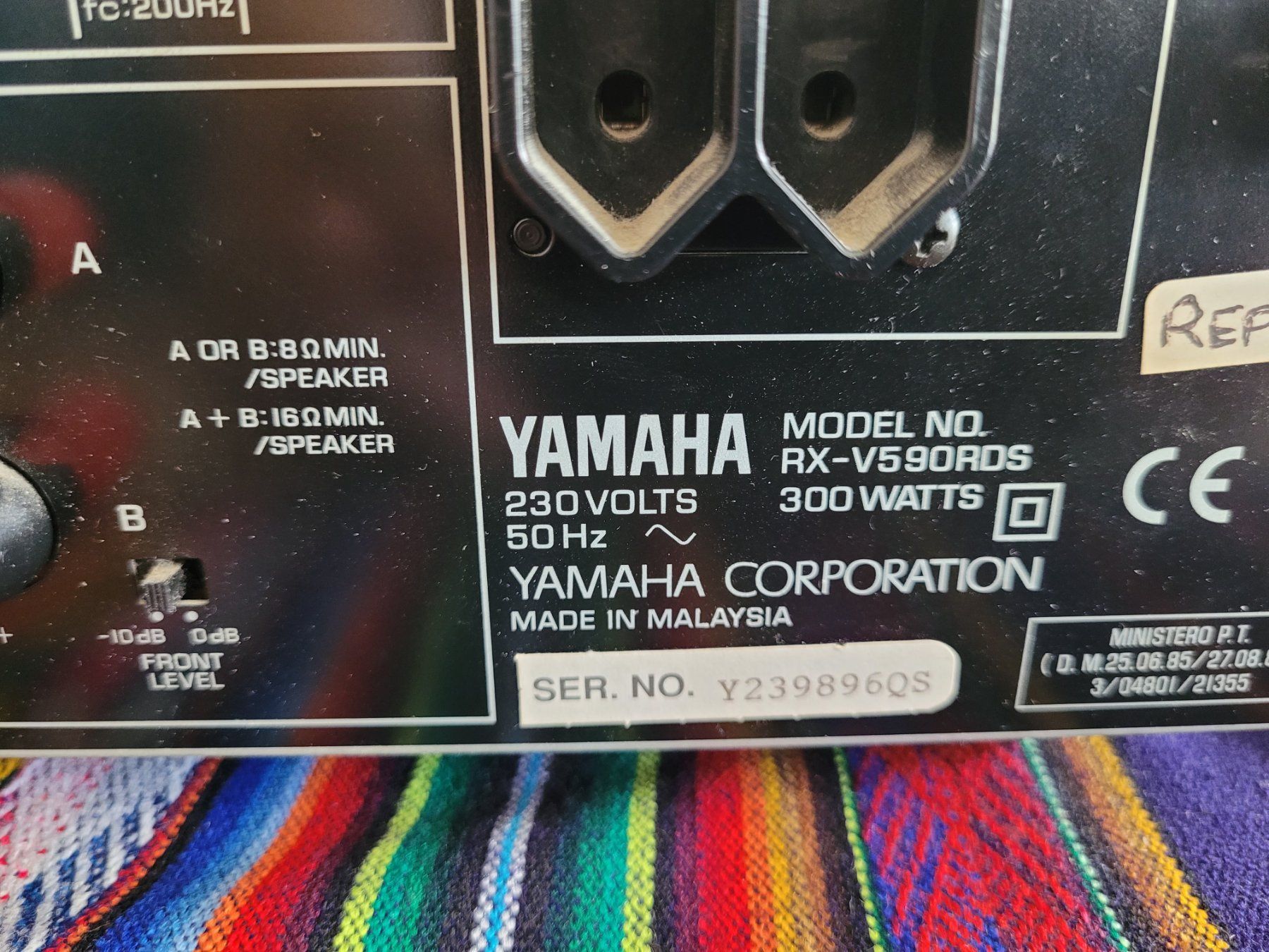 Yamaha Amplificatori: Verstärker Yamaha Model No. RX-V590RDS – Usato da Wabern venduto da Guincelli 3