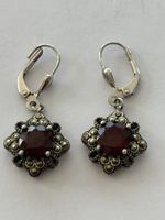 Ohrringe 925 Silber Granat Markasit guter Zustand