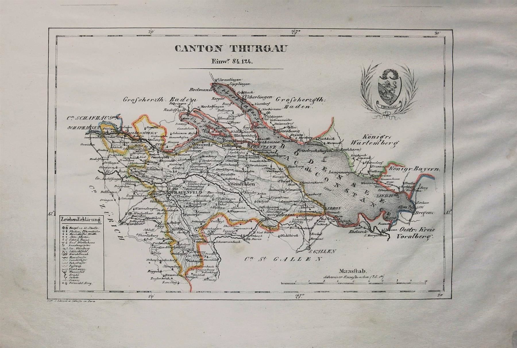 Cartine & Atlanti: Thurgau Karte 1838 – Usato da Rafz venduto da booksell