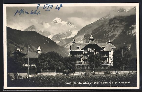 Cartoline postali: AK Kandersteg, Hotel Bellevue et Central – Usato da Berlin venduto da bartko-reher