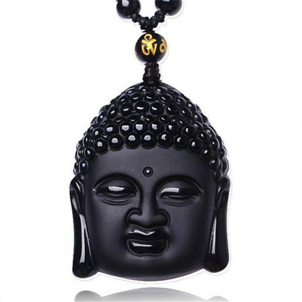 Ketten: Buddha Kopf mit Halskette aus Obsidian – Neu und originalverpackt aus Castiel von mcconsulting